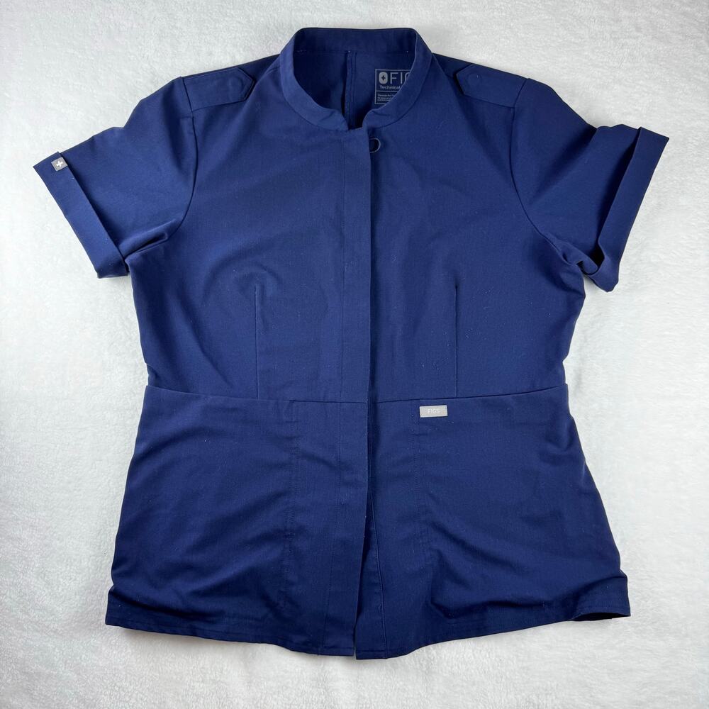 FIGS Technical Collection Scrub Top Women’s L Navy Blue Medical Healthcare - Picture 2 of 11
